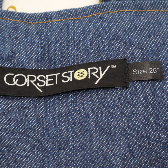 Denim Corset Top with Gold Trim - Picture 11 of 15